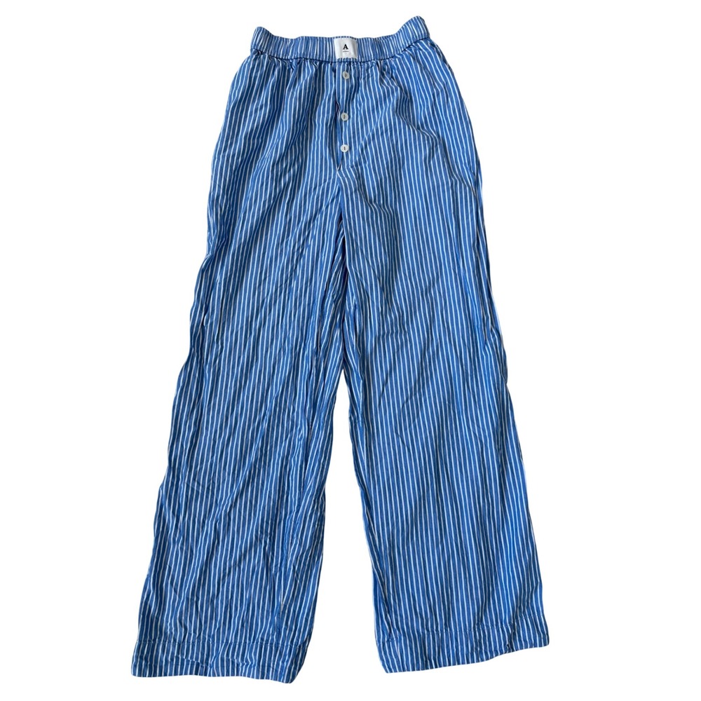 Anthropologie Blue White Striped Cotton Pajama Lounge Pants XXS